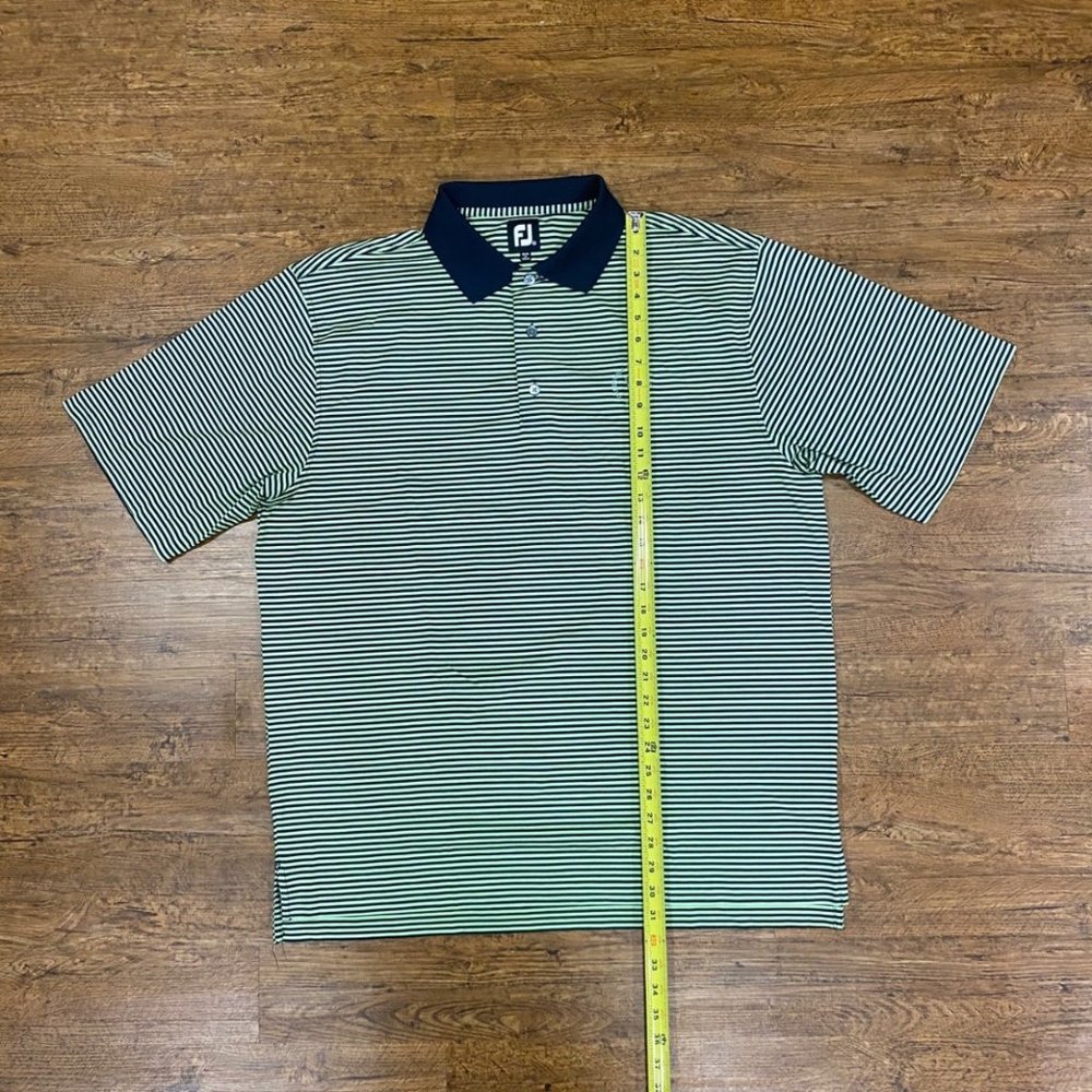 FootJoy FJ Blue Green Bengal Striped Performance Stretch Golf Polo Shirt Mens XL - Picture 9 of 10